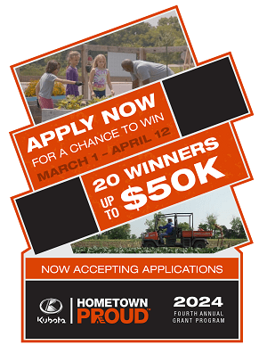Call for Nonprofit Entries: Kubota Hometown Proud™ Grant Program Now Open logo