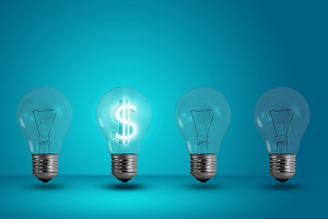 money in a lightbulb image