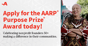Apply Now for the AARP Purpose Prize Award logo