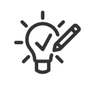 shining lightbulb with a checkmark inside and a pencil pointing down toward the lightbulb